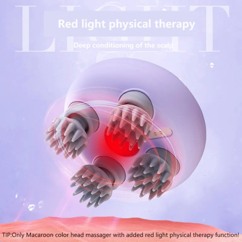 Mini Electric Head Massager Relax Shoulder Neck Deep Tissue Red Light Therapy Body Scalp Massage Kneading Vibrating Device
