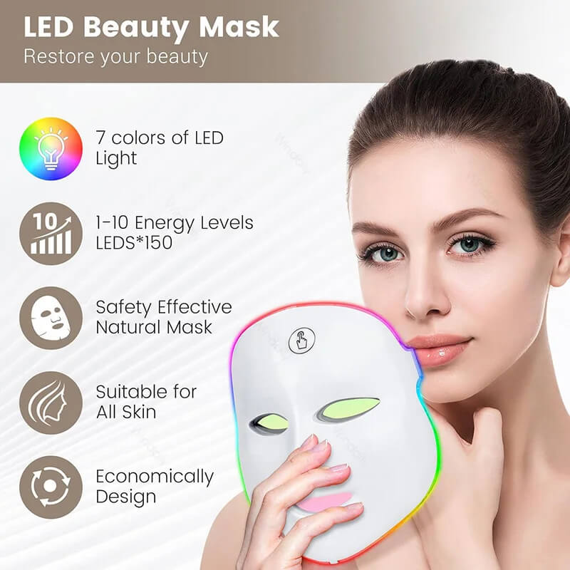 7-Color LED Light Therapy Face Mask – Anti-Aging & Acne Treatment at Home