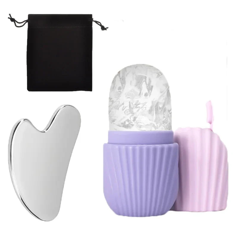 Ice Face Roller & Gua Sha Set – Depuff, Sculpt & Glow