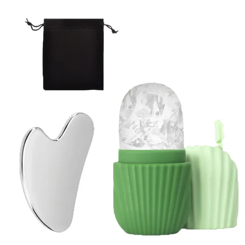 Ice Face Roller & Gua Sha Set – Depuff, Sculpt & Glow