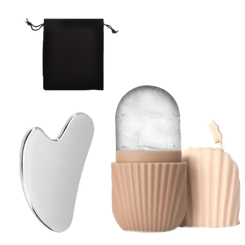 Ice Face Roller & Gua Sha Set – Depuff, Sculpt & Glow