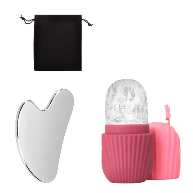 Ice Face Roller & Gua Sha Set – Depuff, Sculpt & Glow