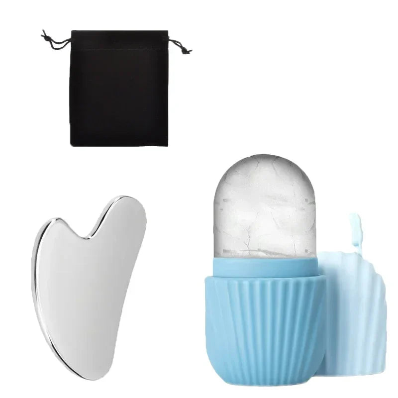 Ice Face Roller & Gua Sha Set – Depuff, Sculpt & Glow